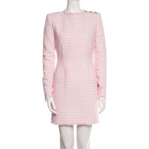 Pink and White Tweed Balmain Dress Size 34